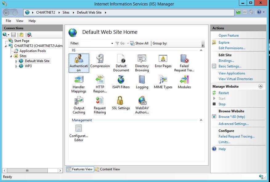 4-Default web site - Authentication